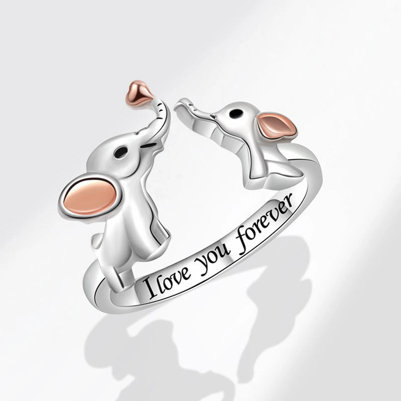 Wholesale Mother's Day Two-tone Elephant Open Ring