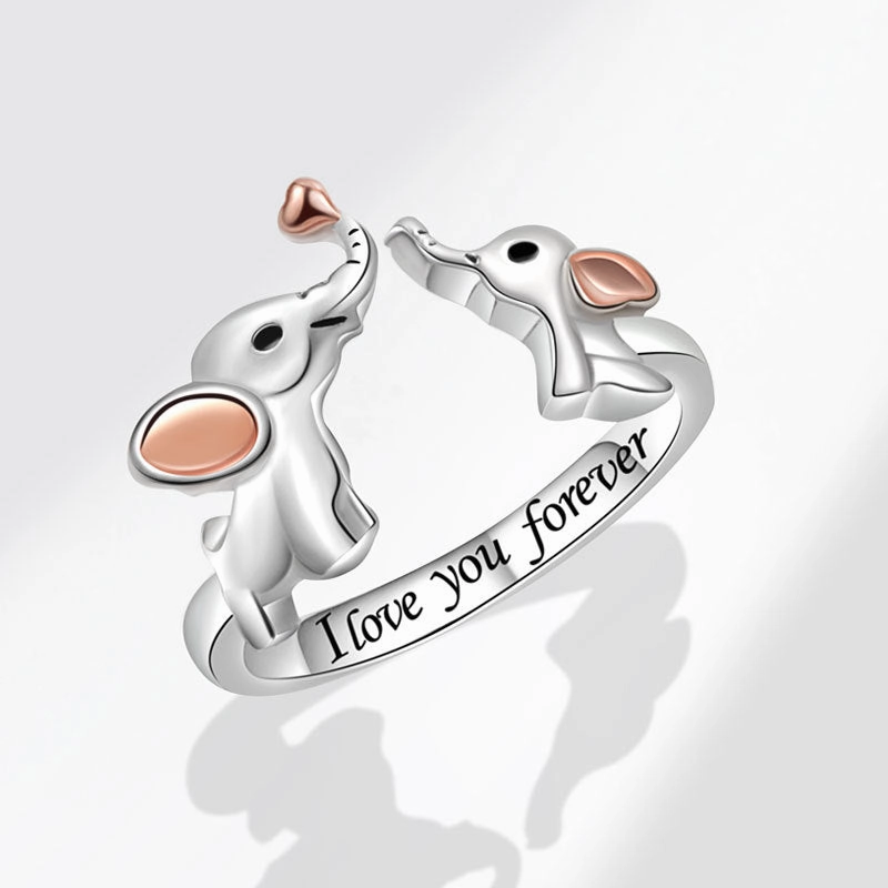 Wholesale Mother's Day Two-tone Elephant Open Ring