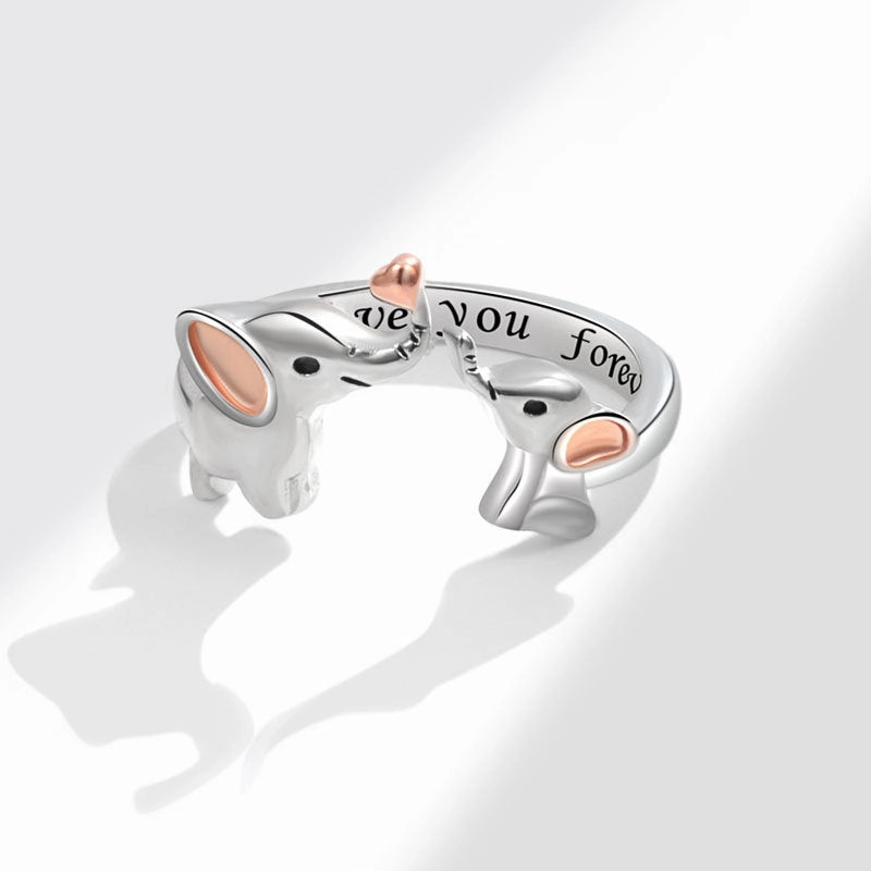 Wholesale Mother's Day Two-tone Elephant Open Ring
