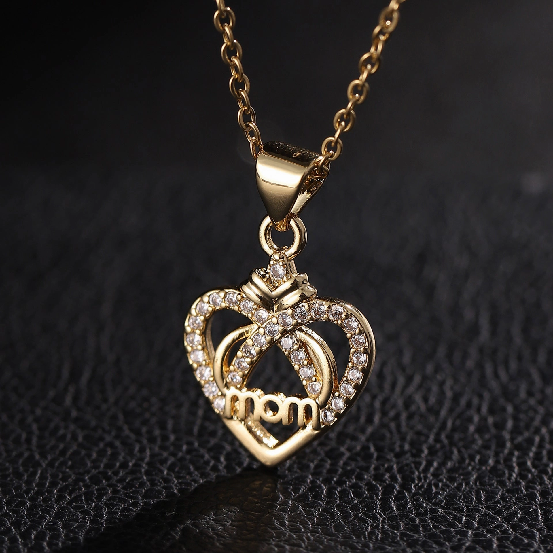 Wholesale Mother's Day Zircon Love Copper Necklaces