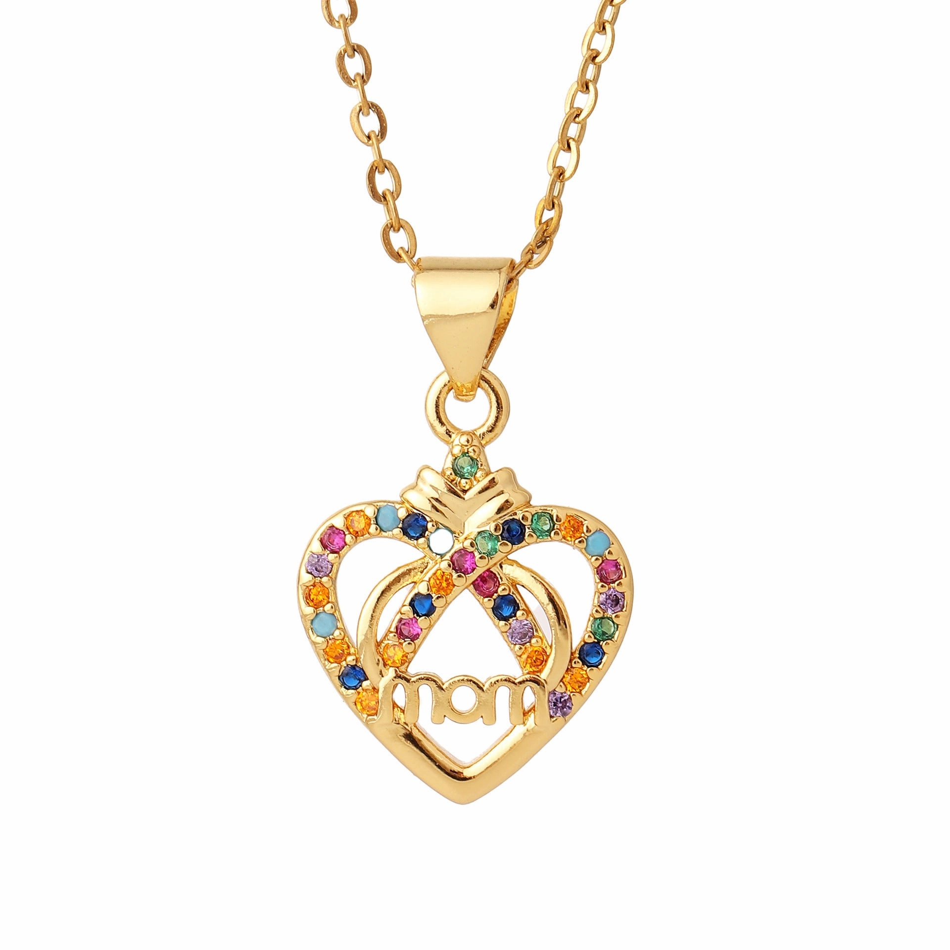 Wholesale Mother's Day Zircon Love Copper Necklaces