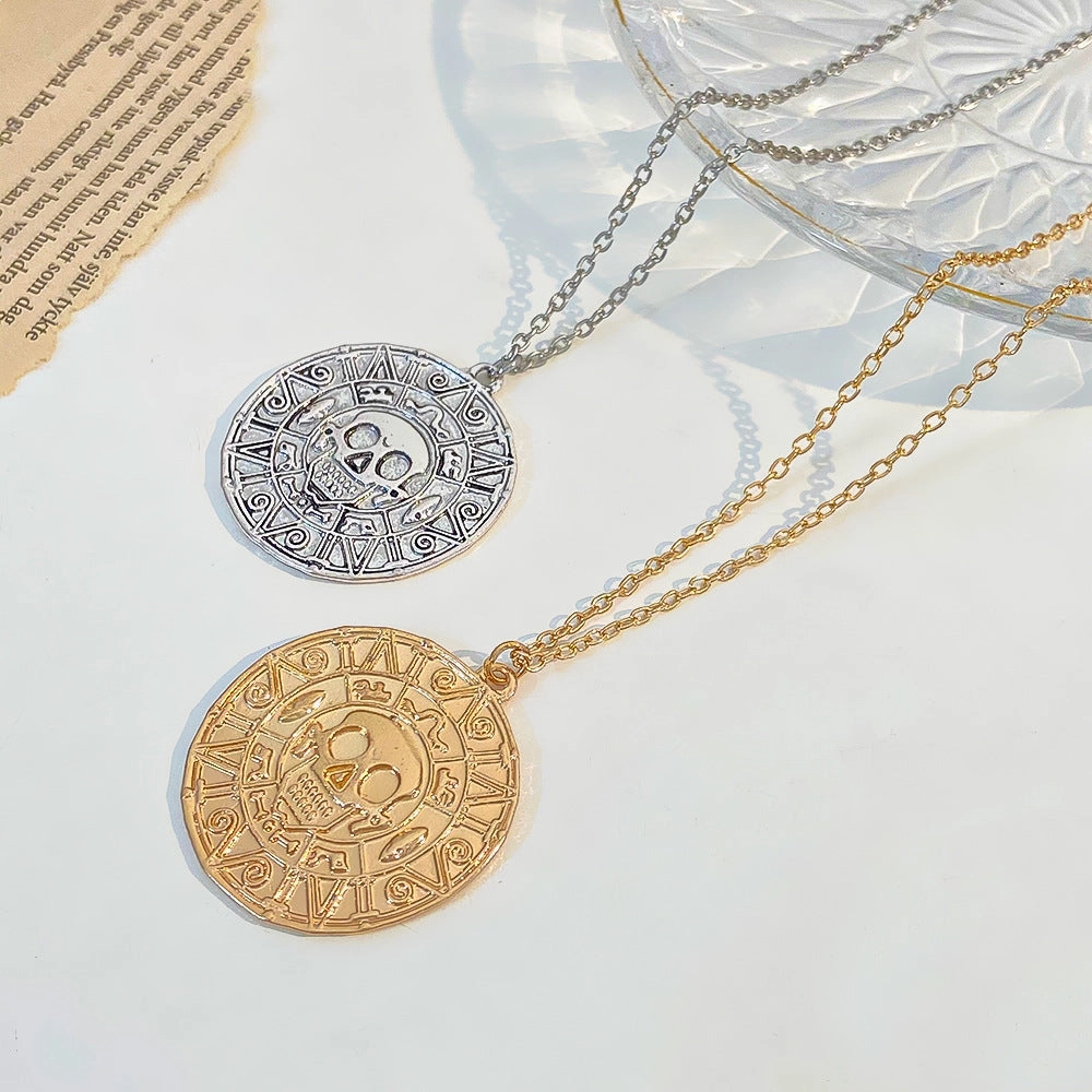 Wholesale Movie Pirate Gold Coin Skull Necklace