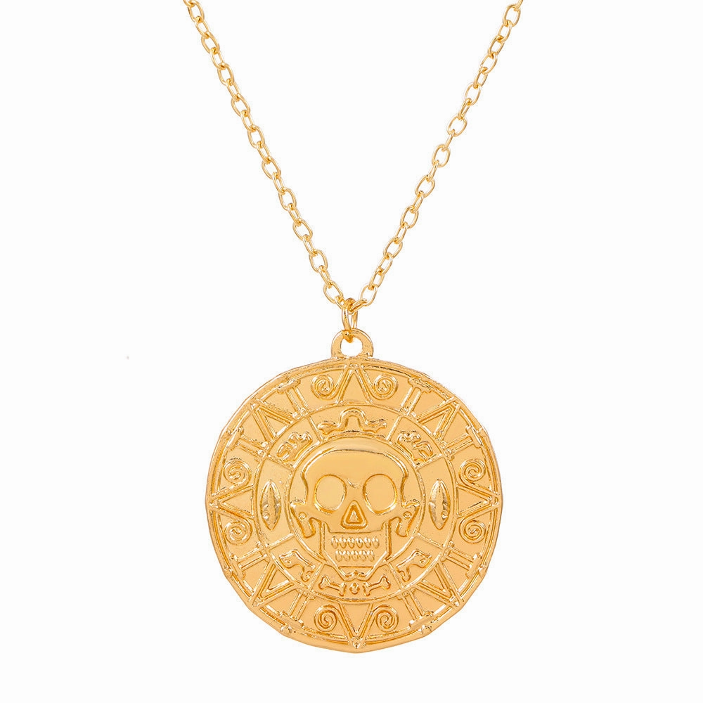 Wholesale Movie Pirate Gold Coin Skull Necklace
