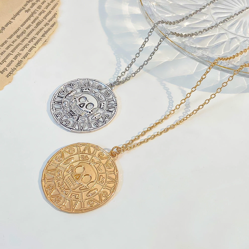 Wholesale Movie Pirate Gold Coin Skull Necklace