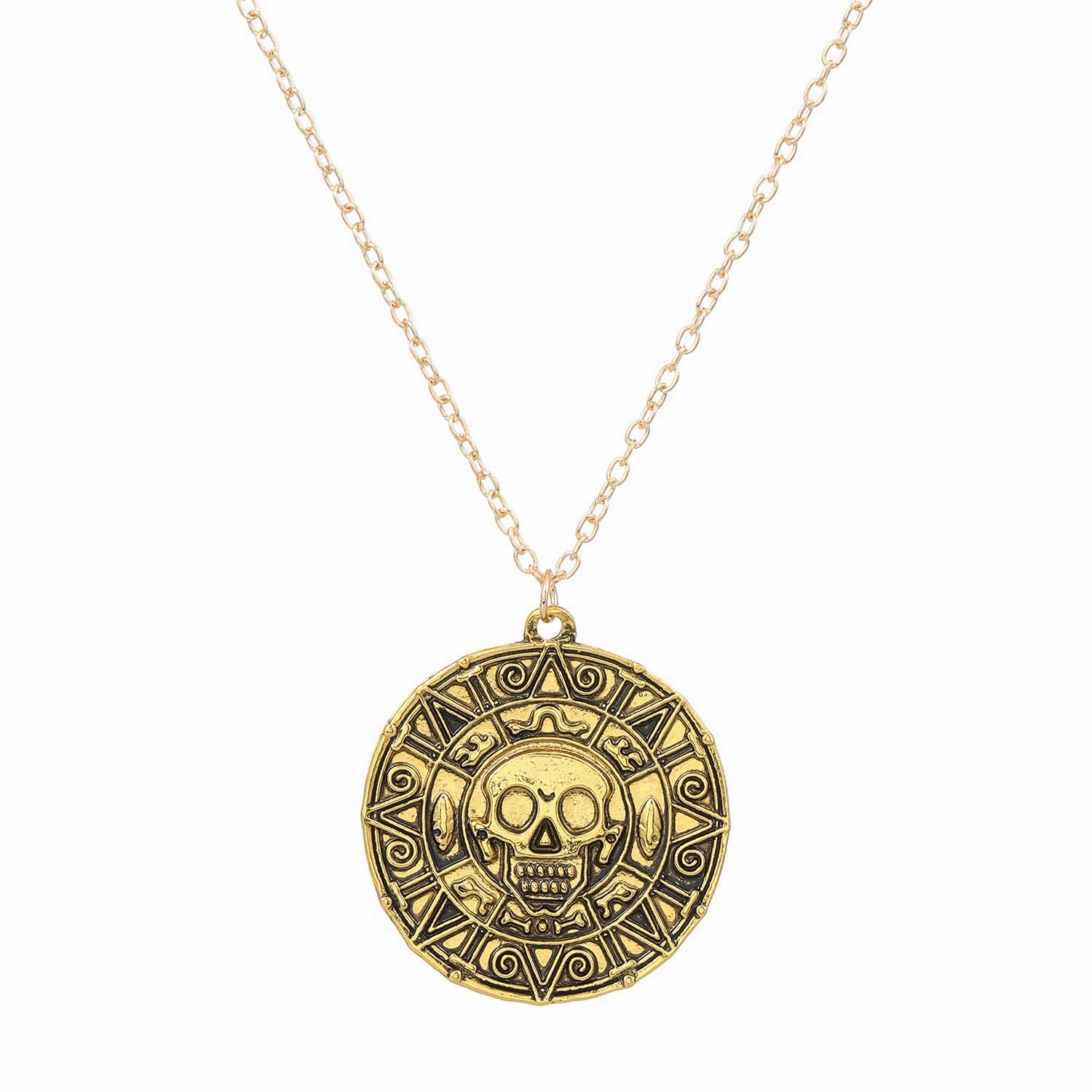 Wholesale Movie Pirate Gold Coin Skull Necklace