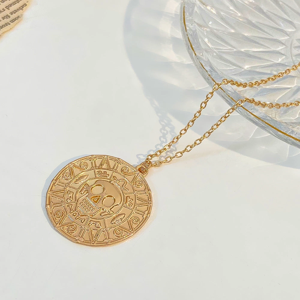 Wholesale Movie Pirate Gold Coin Skull Necklace