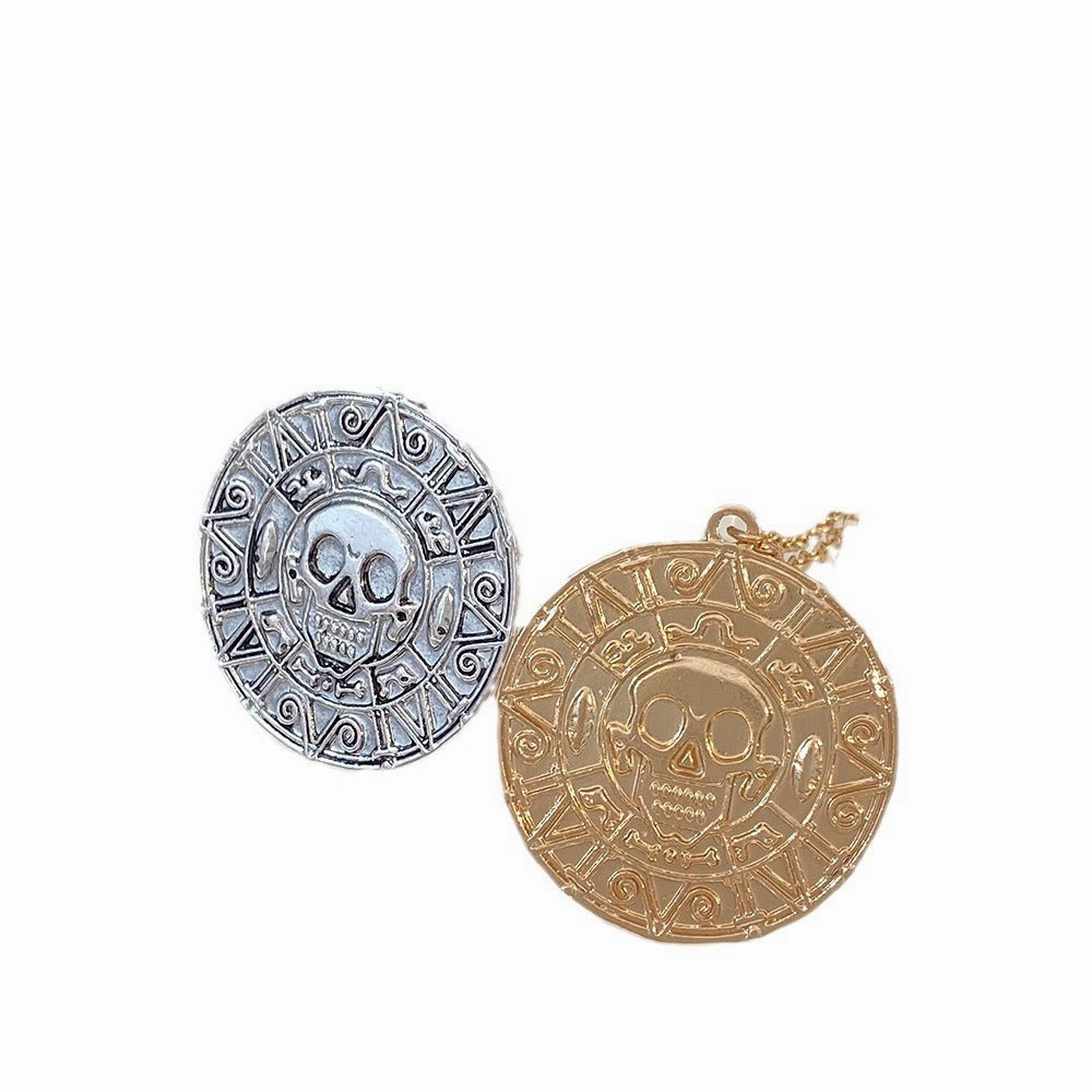 Wholesale Movie Pirate Gold Coin Skull Necklace