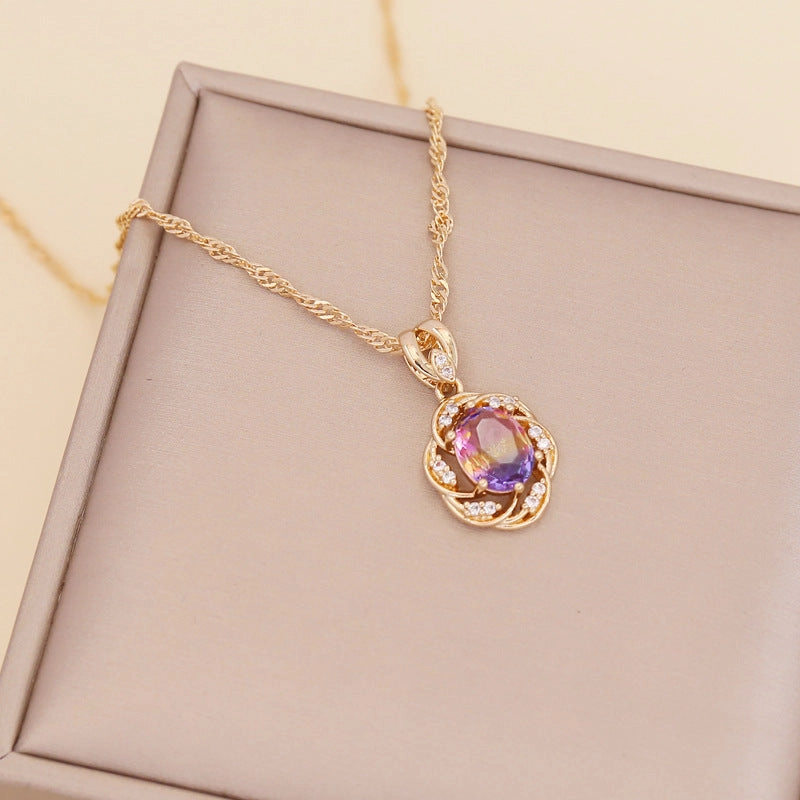 Wholesale Multi-color Diamond Sunflower Necklace