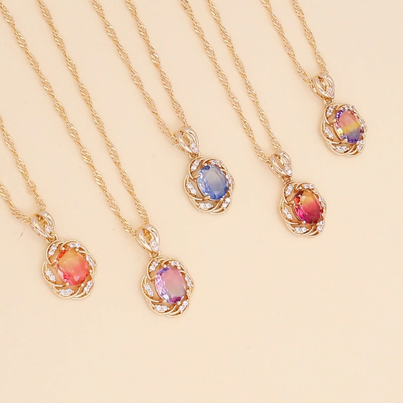 Wholesale Multi-color Diamond Sunflower Necklace