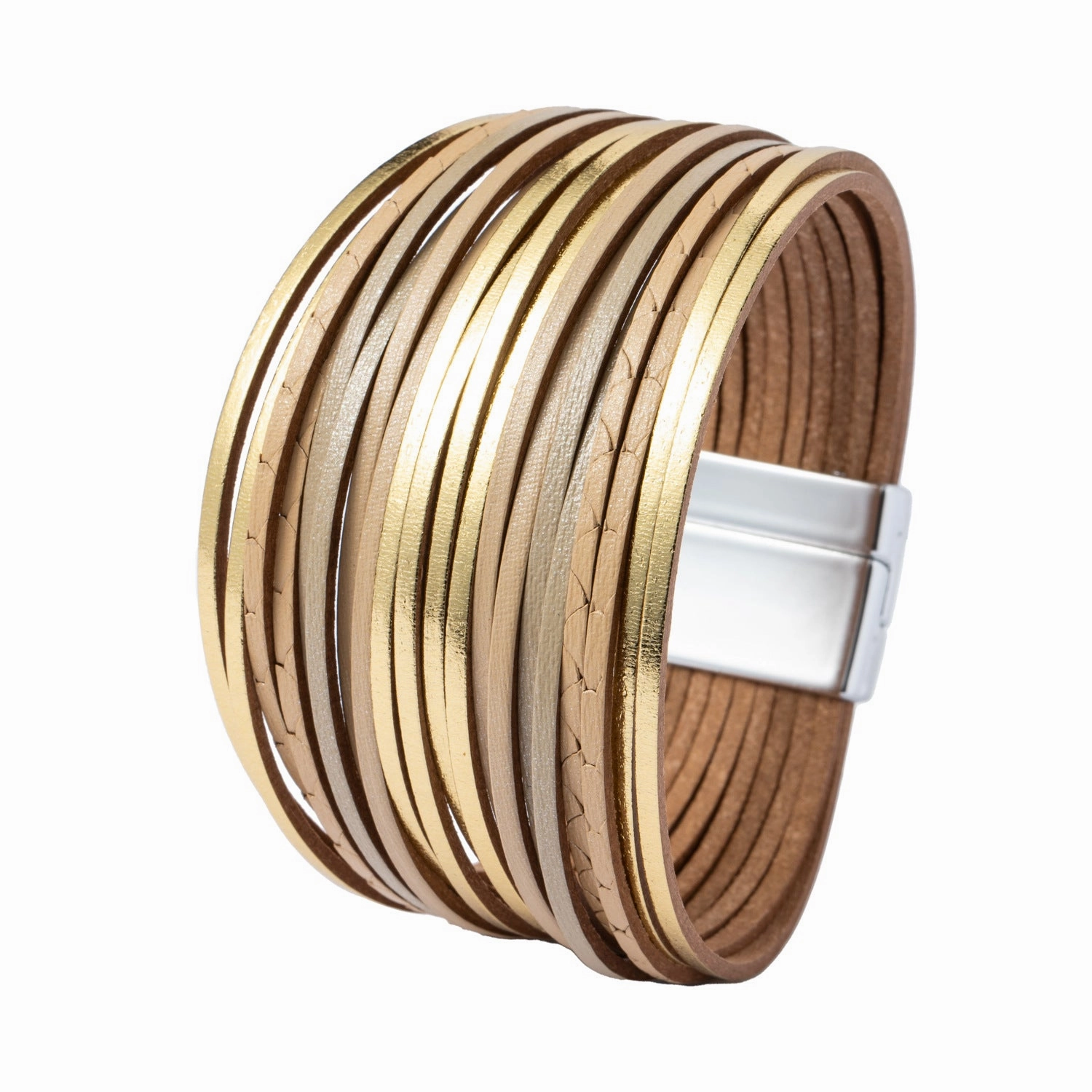 Wholesale Multi Gradient Mixed Color Leather Magnetic Buckle Bracelet