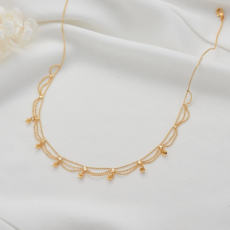 Wholesale Multi-layer 14K Gold DIY Tassel Pearl Necklace Clavicle Chain