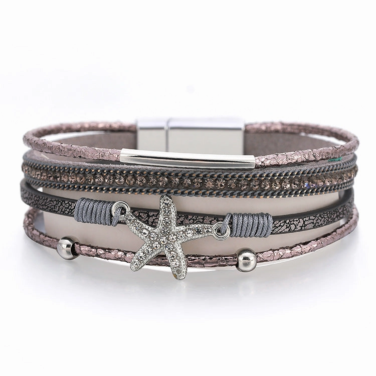 Wholesale Multi-layer Diamond Starfish Bracelet