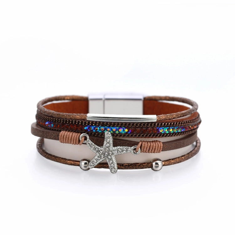 Wholesale Multi-layer Diamond Starfish Bracelet