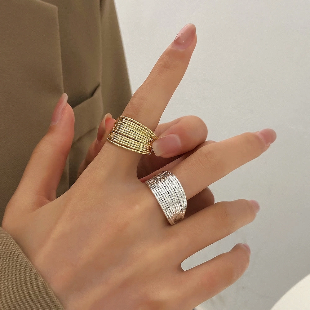 Wholesale Multi-layer Open Glitter Wire Ring