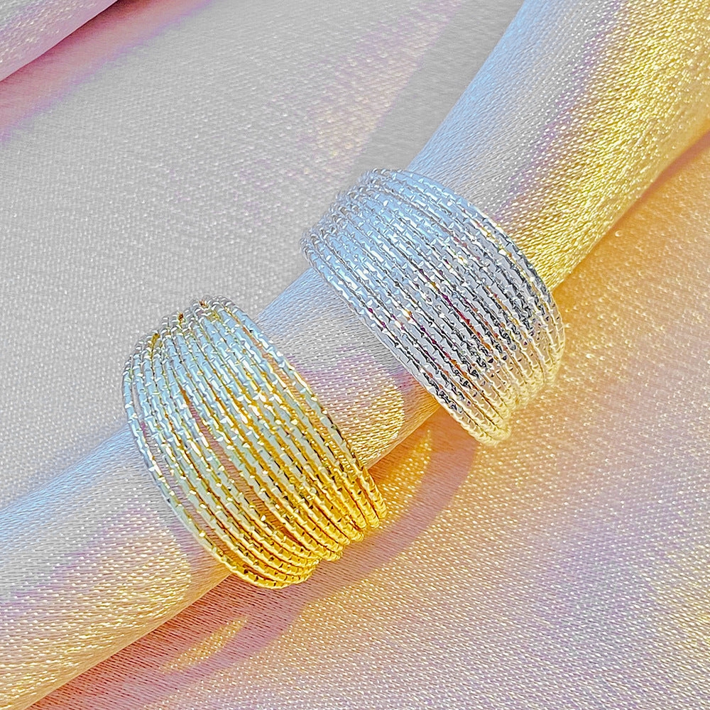 Wholesale Multi-layer Open Glitter Wire Ring