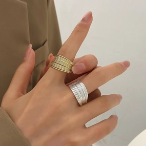 Wholesale Multi-layer Open Glitter Wire Ring
