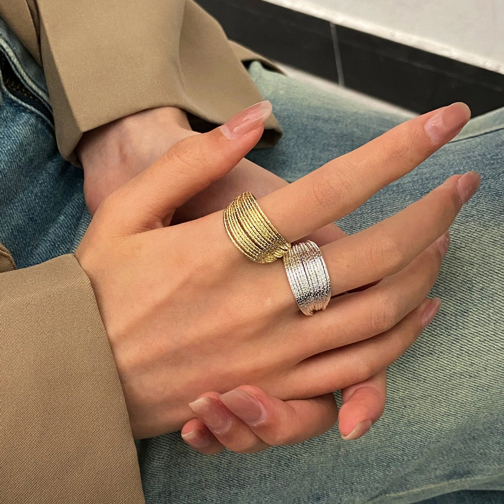Wholesale Multi-layer Open Glitter Wire Ring