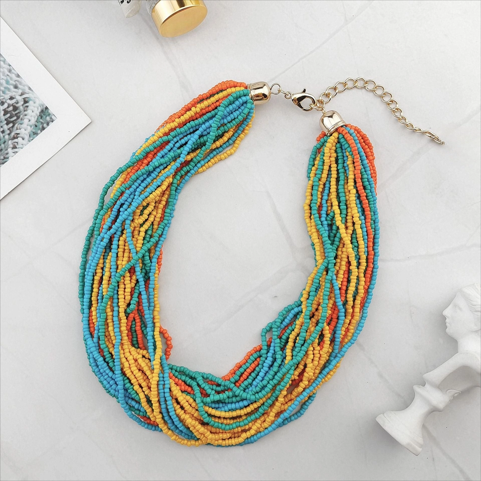 Wholesale Multi-layer Short Fashionable Versatile Rice Bead Necklace