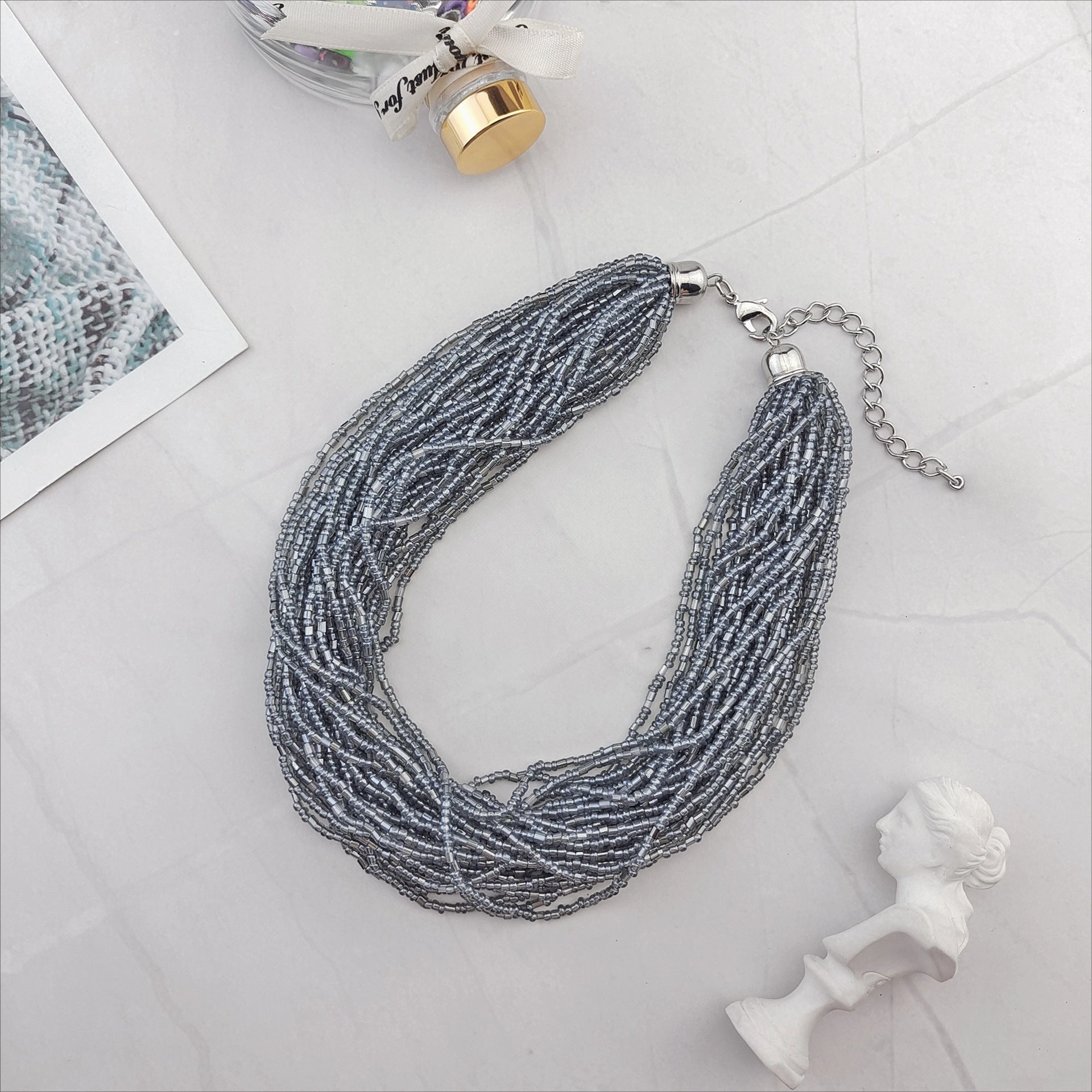Wholesale Multi-layer Short Fashionable Versatile Rice Bead Necklace