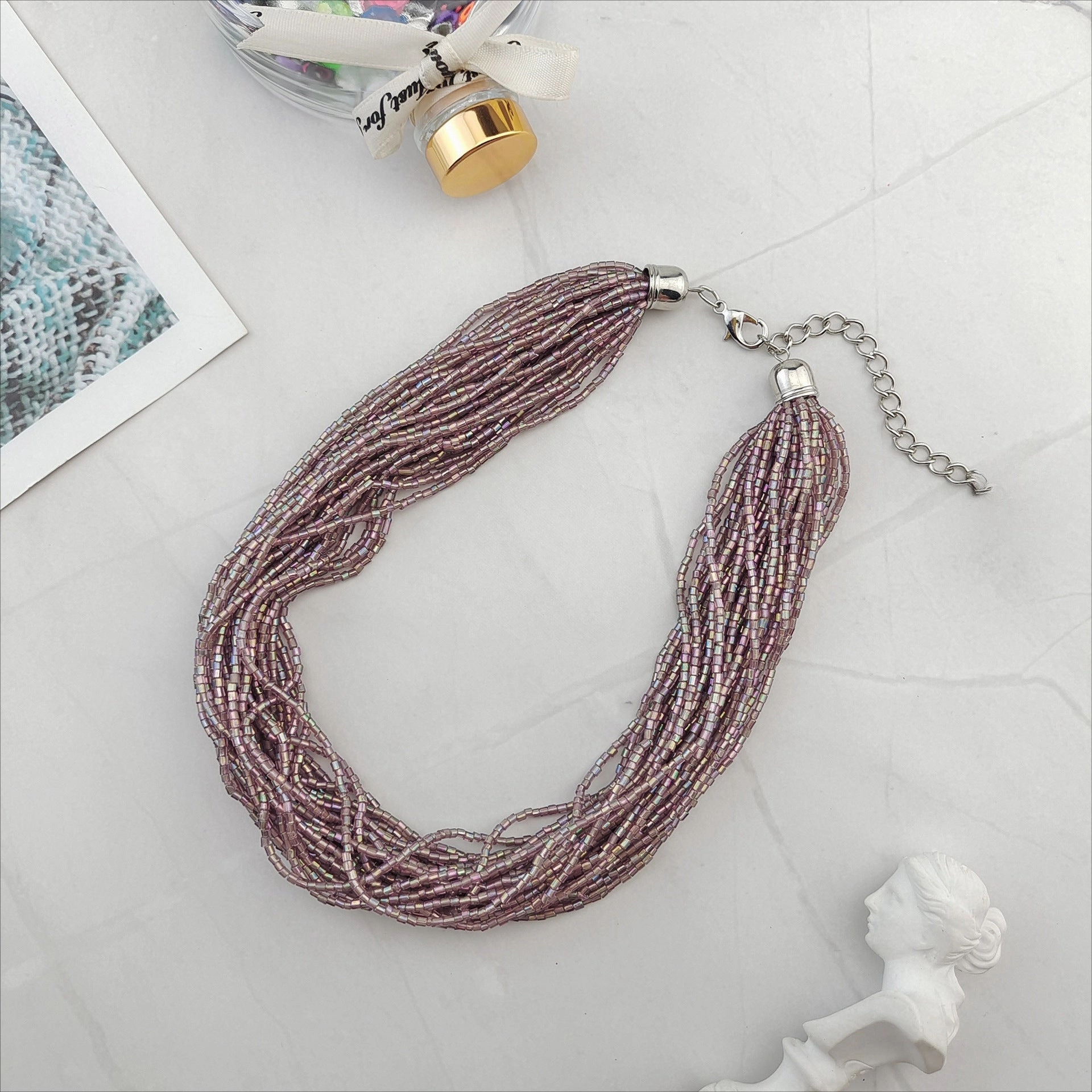 Wholesale Multi-layer Short Fashionable Versatile Rice Bead Necklace