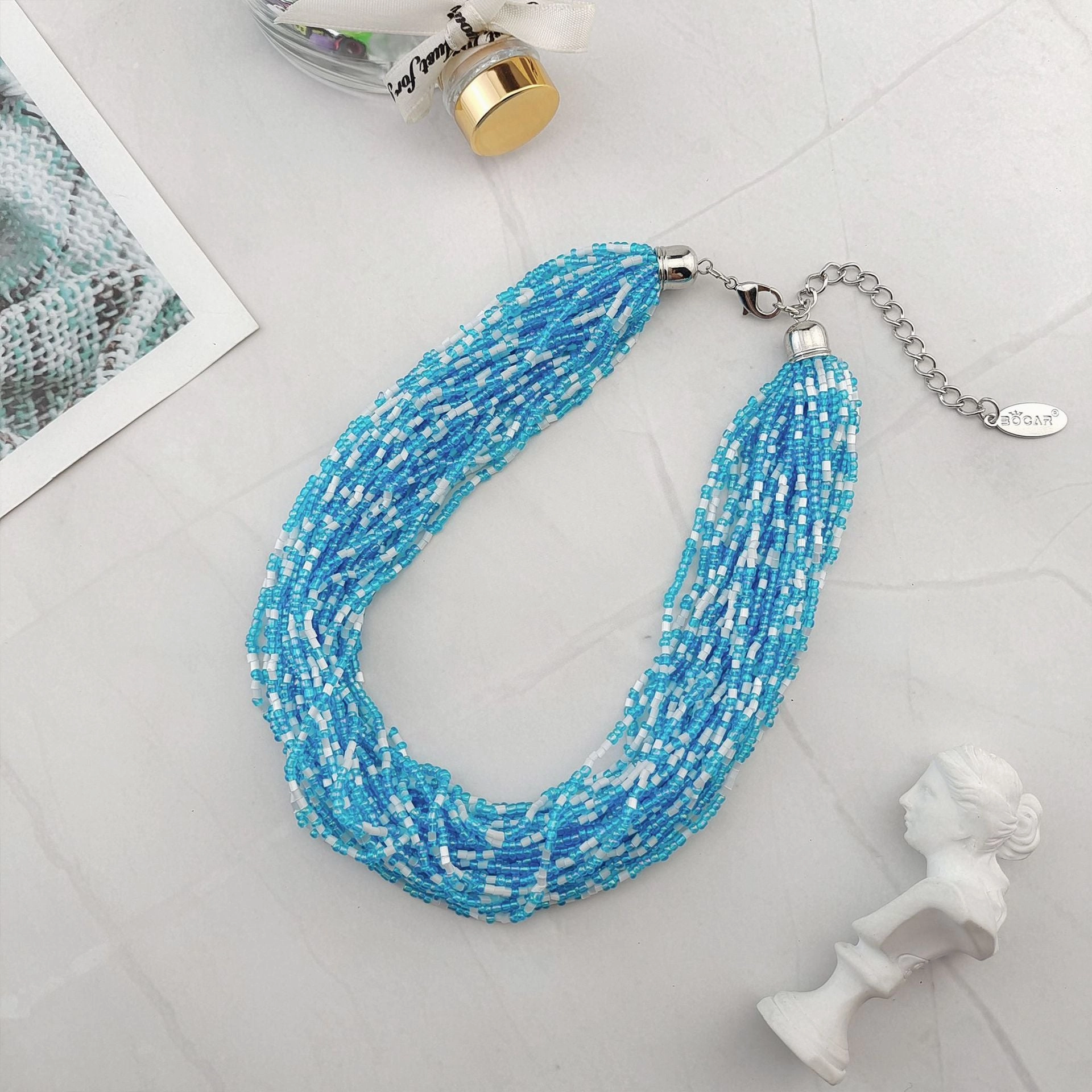 Wholesale Multi-layer Short Fashionable Versatile Rice Bead Necklace