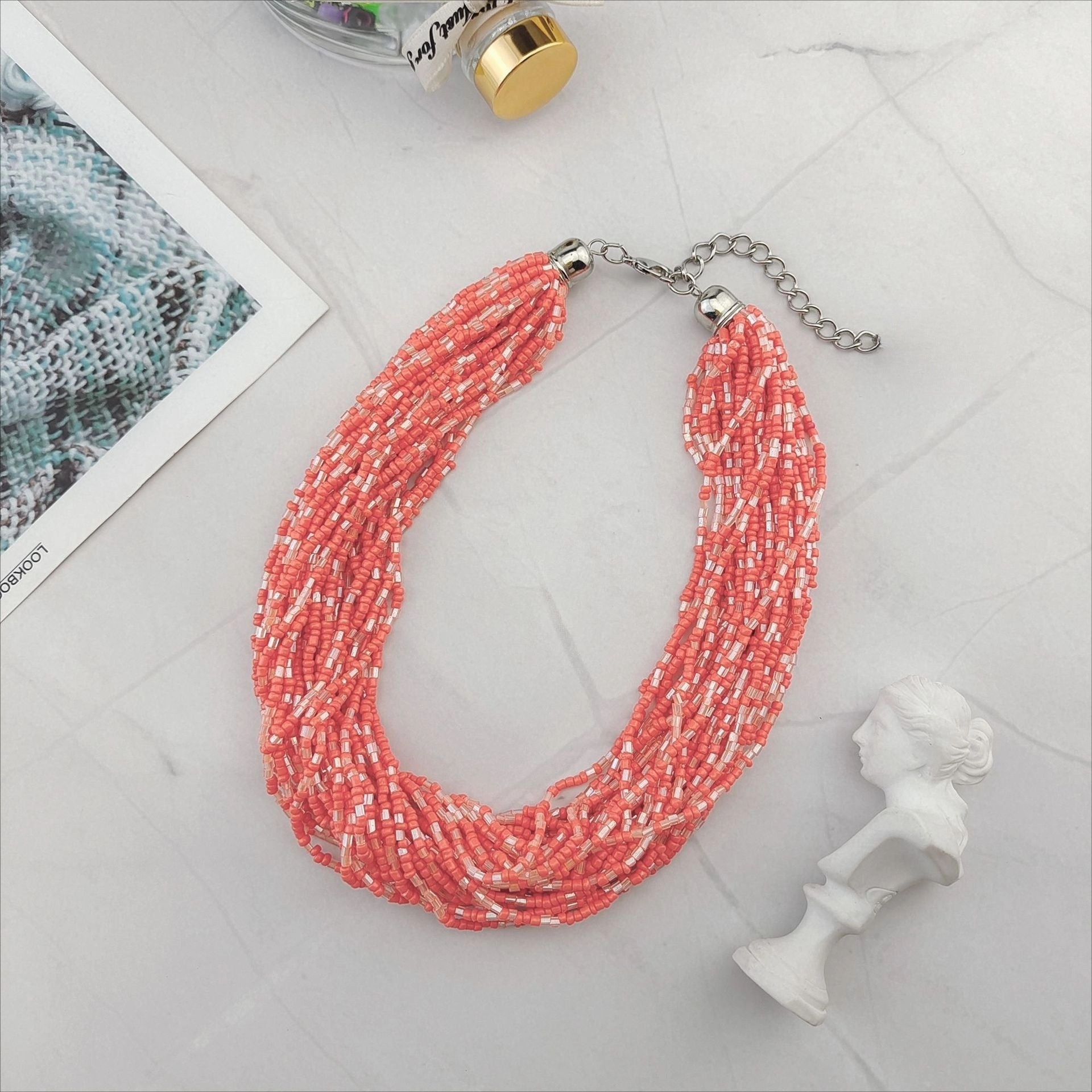 Wholesale Multi-layer Short Fashionable Versatile Rice Bead Necklace