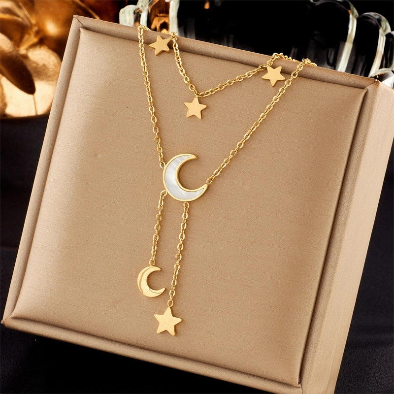 Wholesale Multi-layered Clavicle Chain Titanium Steel Necklace