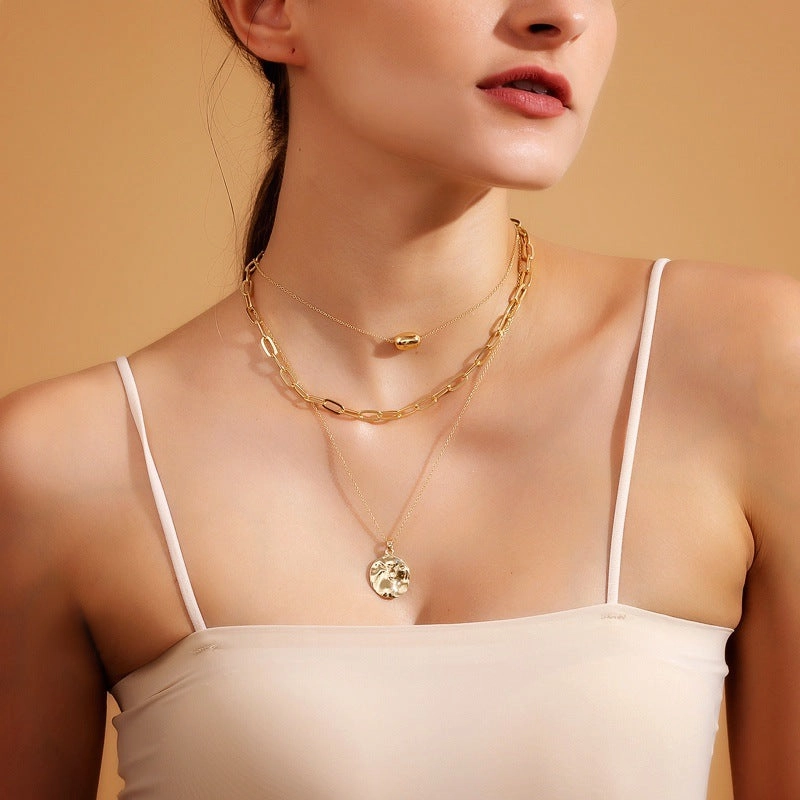 Wholesale Multi-layered Medallion Necklace