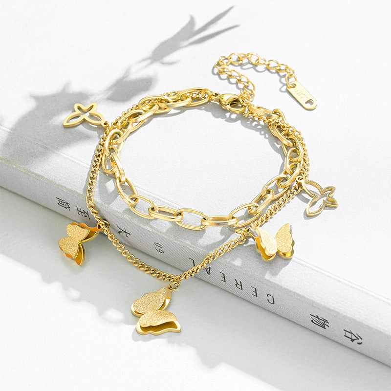 Wholesale Multi-layered Rose Gold Butterfly Bracelet