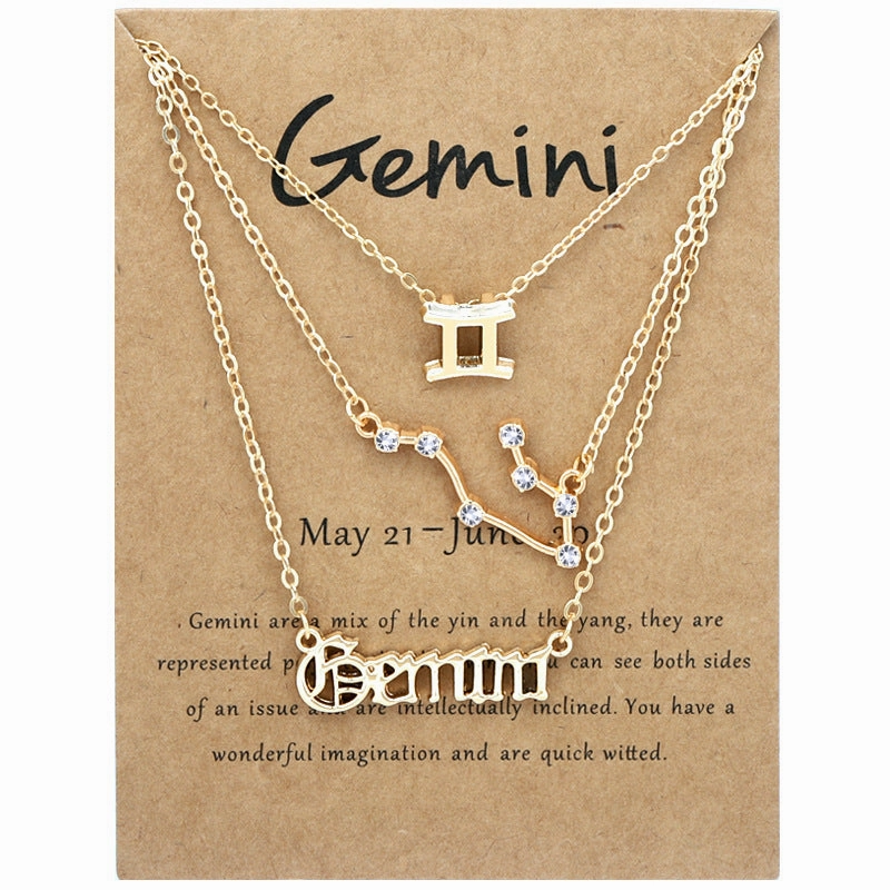 Wholesale Multi-layered Twelve Zodiac Signs Stainless Steel Necklace Set
