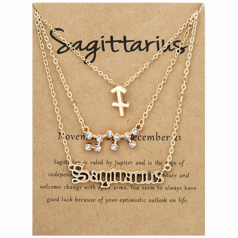Wholesale Multi-layered Twelve Zodiac Signs Stainless Steel Necklace Set