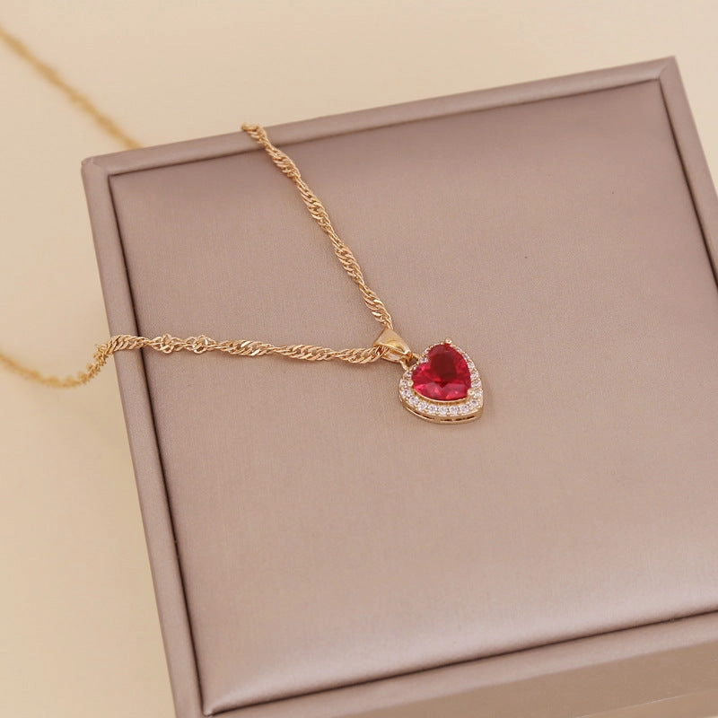 Wholesale Multicolor Love Zircon Necklace Clavicle Chain