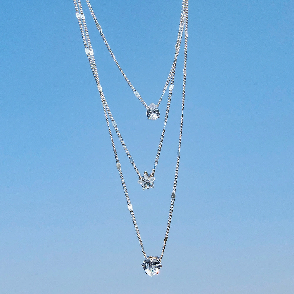 Wholesale Multilayer Pentagram Heart Drops Alloy Necklaces