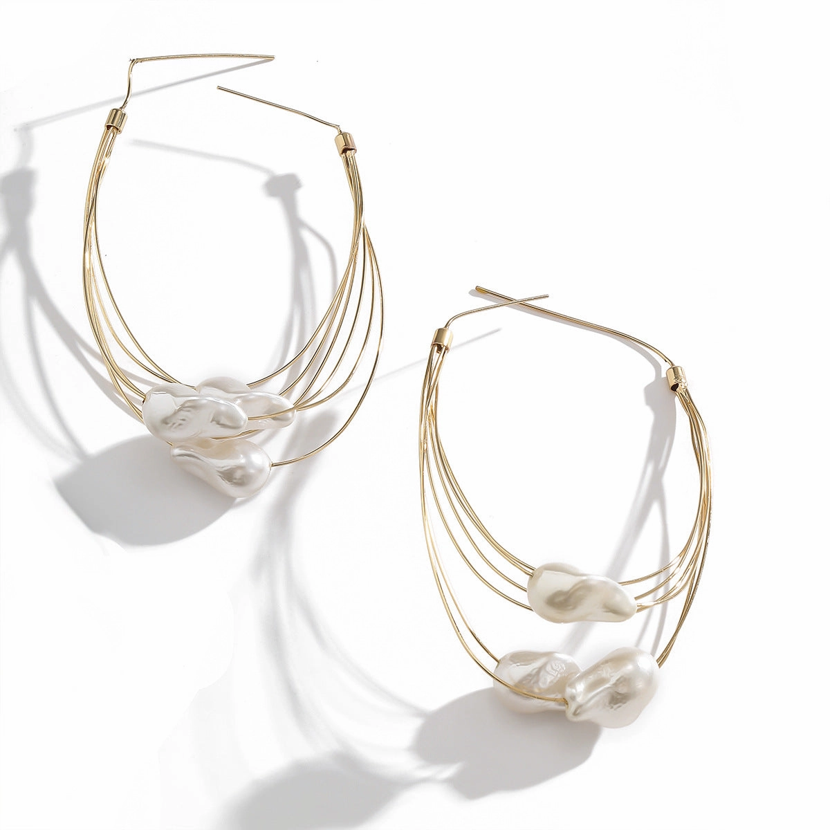 Wholesale Multilayer Tassel Imitation Pearl Copper Earrings