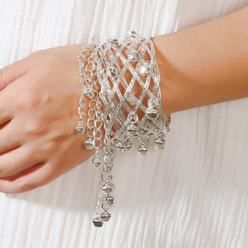 Wholesale National style bell tassel wide bracelet female retro dance arm bracelet