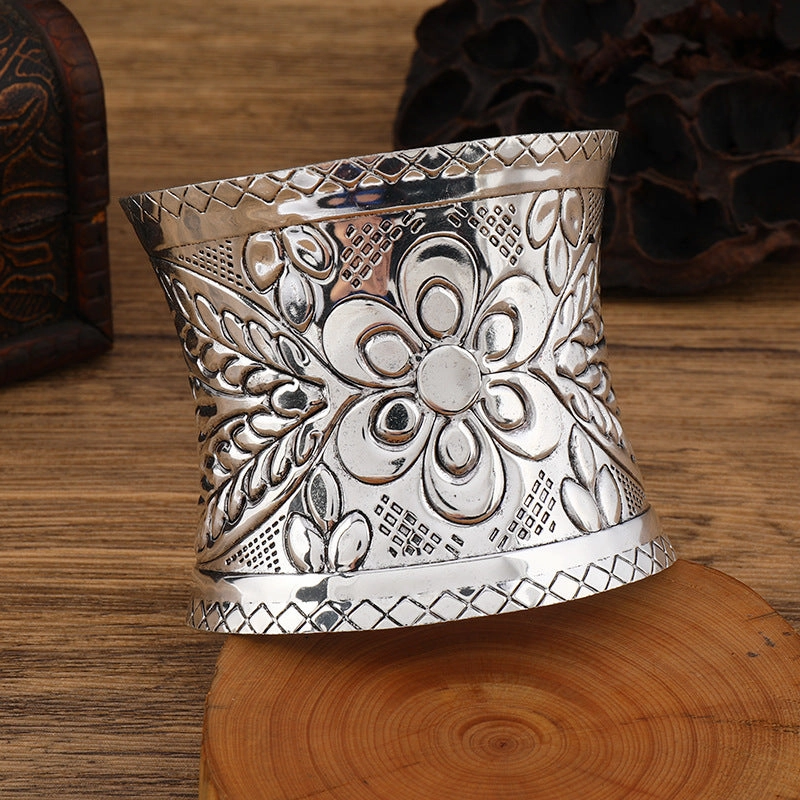 Wholesale National style wide concave retro pattern Bohemian women's personality bracelet