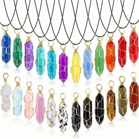 Wholesale Natural Amethyst Twisted Hexagonal Necklace