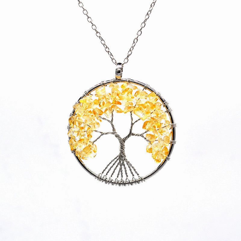 Wholesale Natural Colorful Crystal Life Tree Necklace