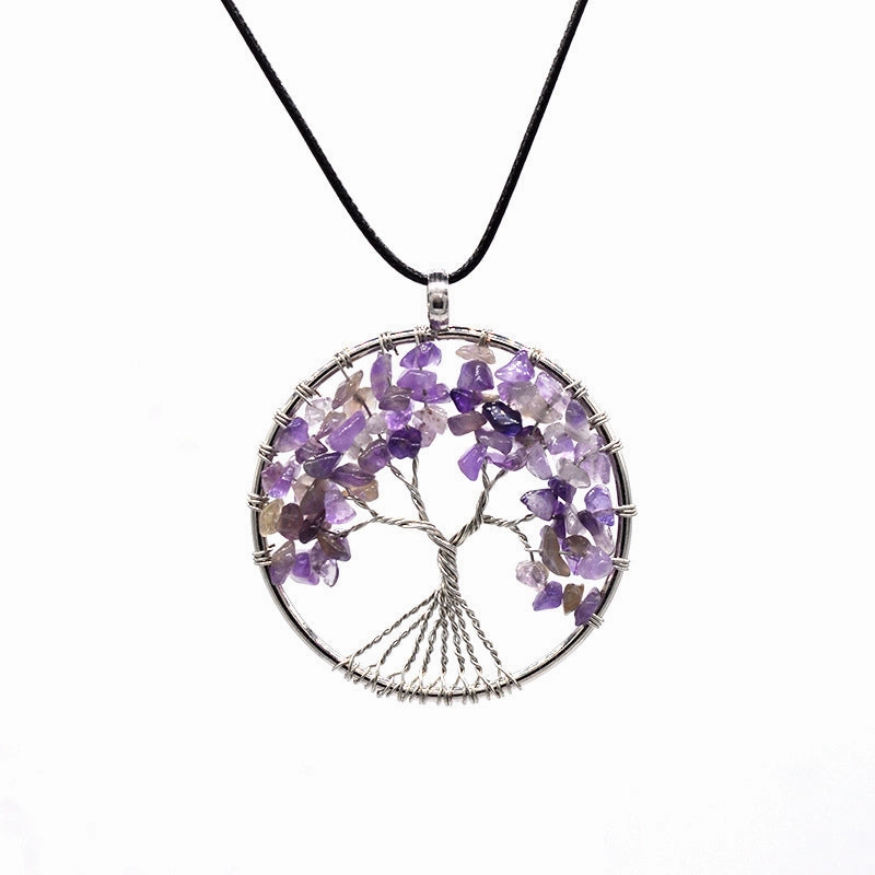 Wholesale Natural Colorful Crystal Life Tree Necklace