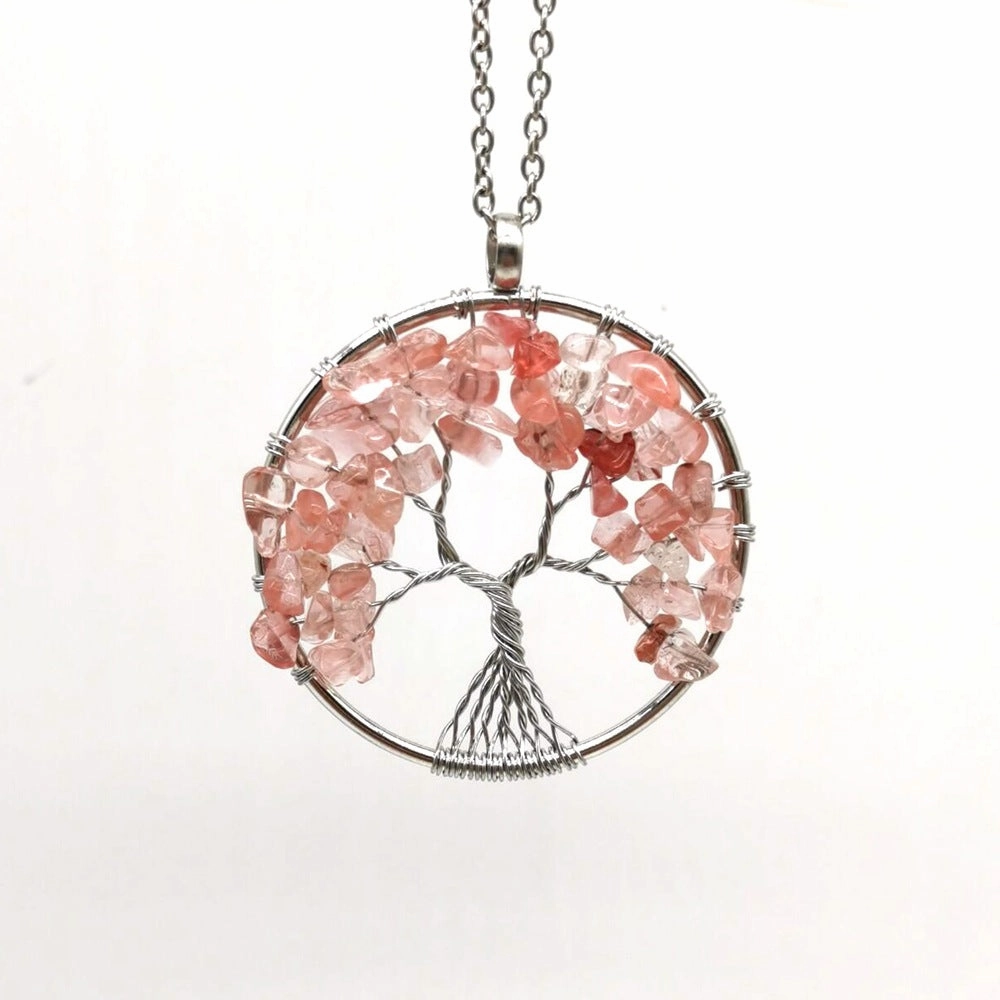 Wholesale Natural Colorful Crystal Life Tree Necklace