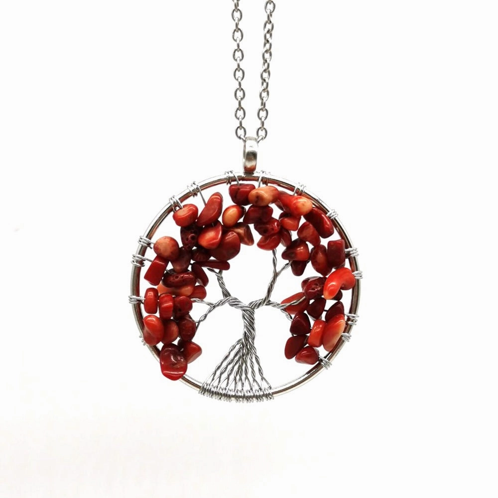 Wholesale Natural Colorful Crystal Life Tree Necklace