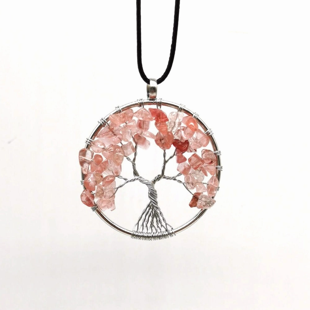 Wholesale Natural Colorful Crystal Life Tree Necklace