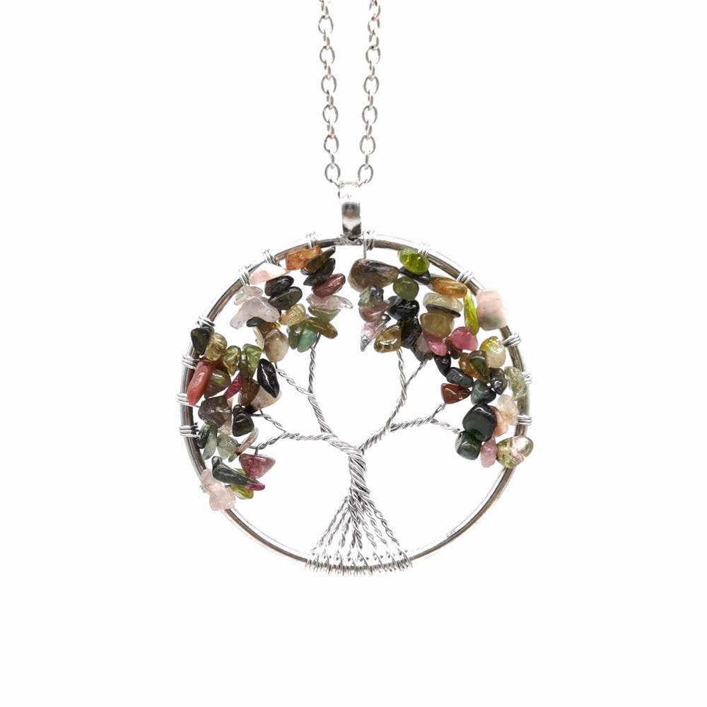 Wholesale Natural Colorful Crystal Life Tree Necklace