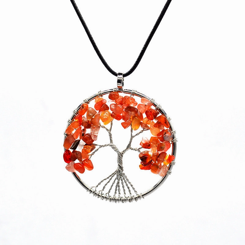 Wholesale Natural Colorful Crystal Life Tree Necklace