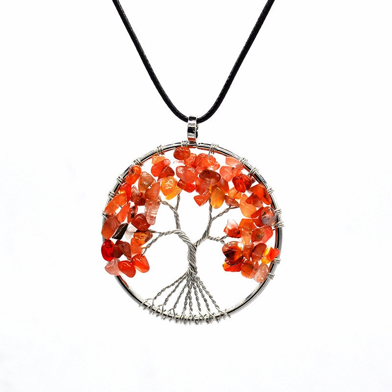 Wholesale Natural Colorful Crystal Life Tree Necklace