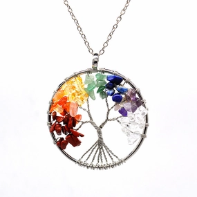 Wholesale Natural Colorful Crystal Life Tree Necklace