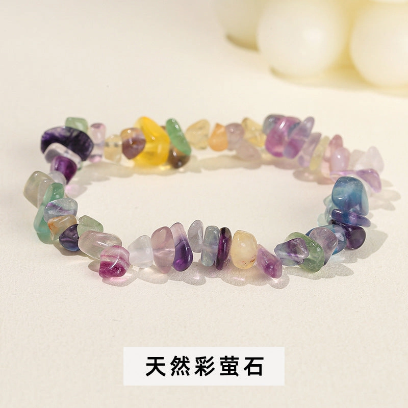 Wholesale natural crystal agate colorful gravel elastic bracelet