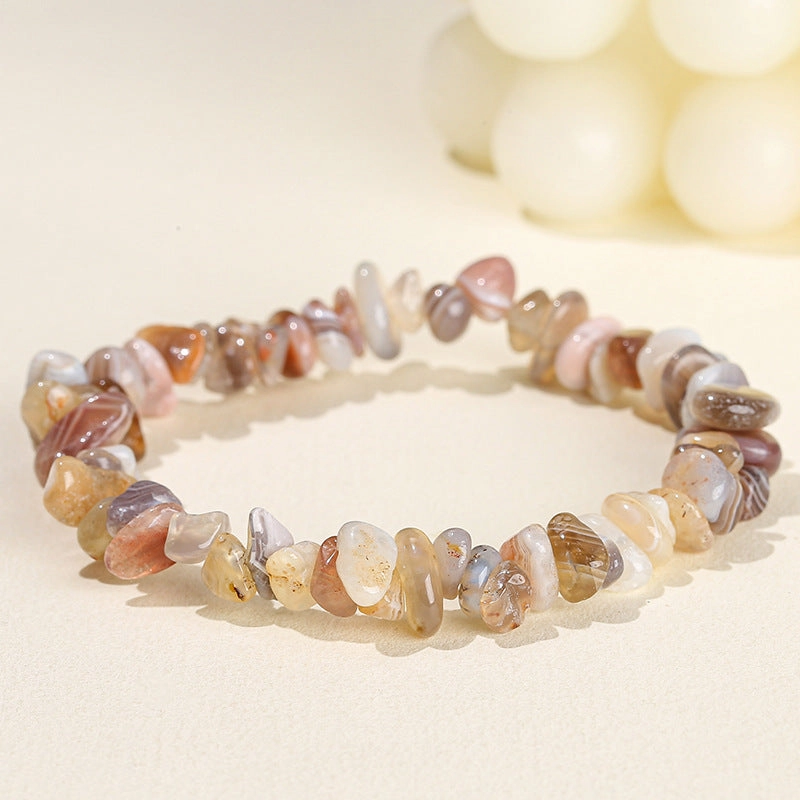 Wholesale natural crystal agate colorful gravel elastic bracelet