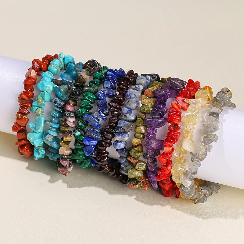 Wholesale natural crystal agate colorful gravel elastic bracelet
