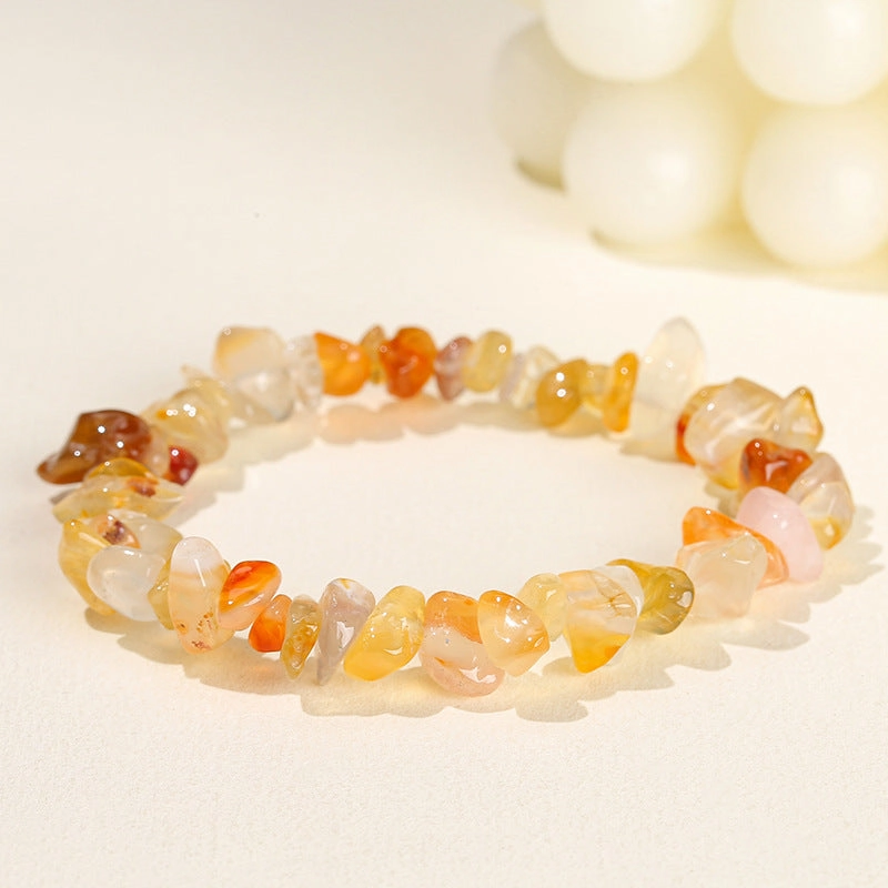 Wholesale natural crystal agate colorful gravel elastic bracelet
